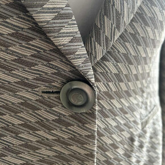 Giorgio Armani Taupe Geometric-Jacquard Linen Blend Blazer – IT 44 - US 8 - Picture 6 of 13